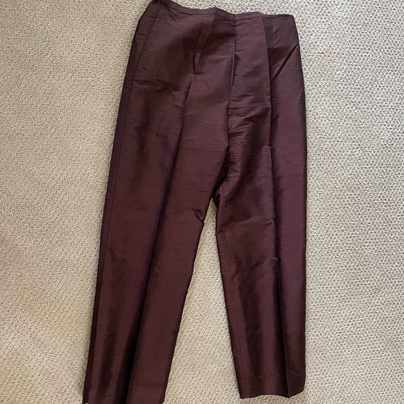 Kathleen Sommers Brown Silk Pants - Picture 1 of 8